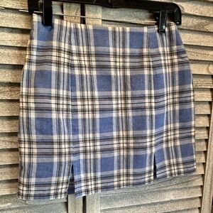 ROMWE Blue & Black Plaid Mini Skirt Women’s Size  4 Small Juniors Petites